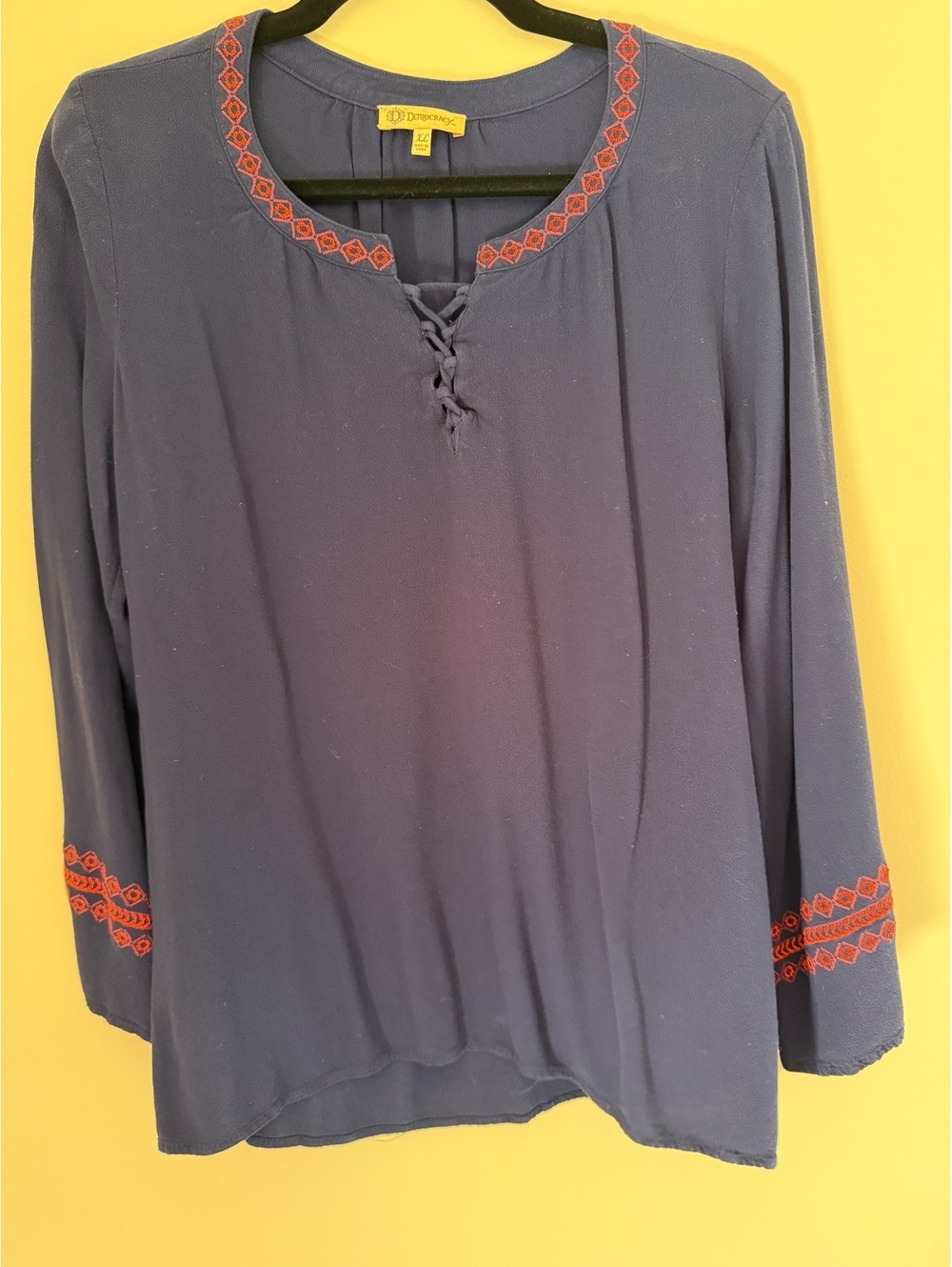 100% viscose, XL Democracy boho top